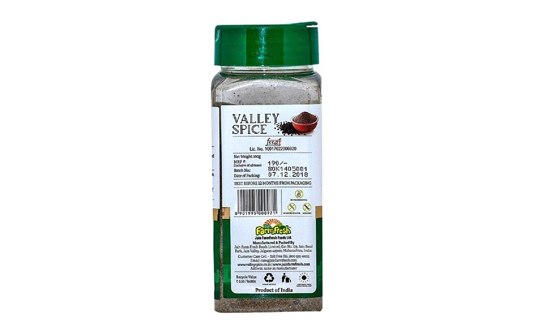 Valley Spice Black Pepper Powder    Plastic Bottle  100 grams